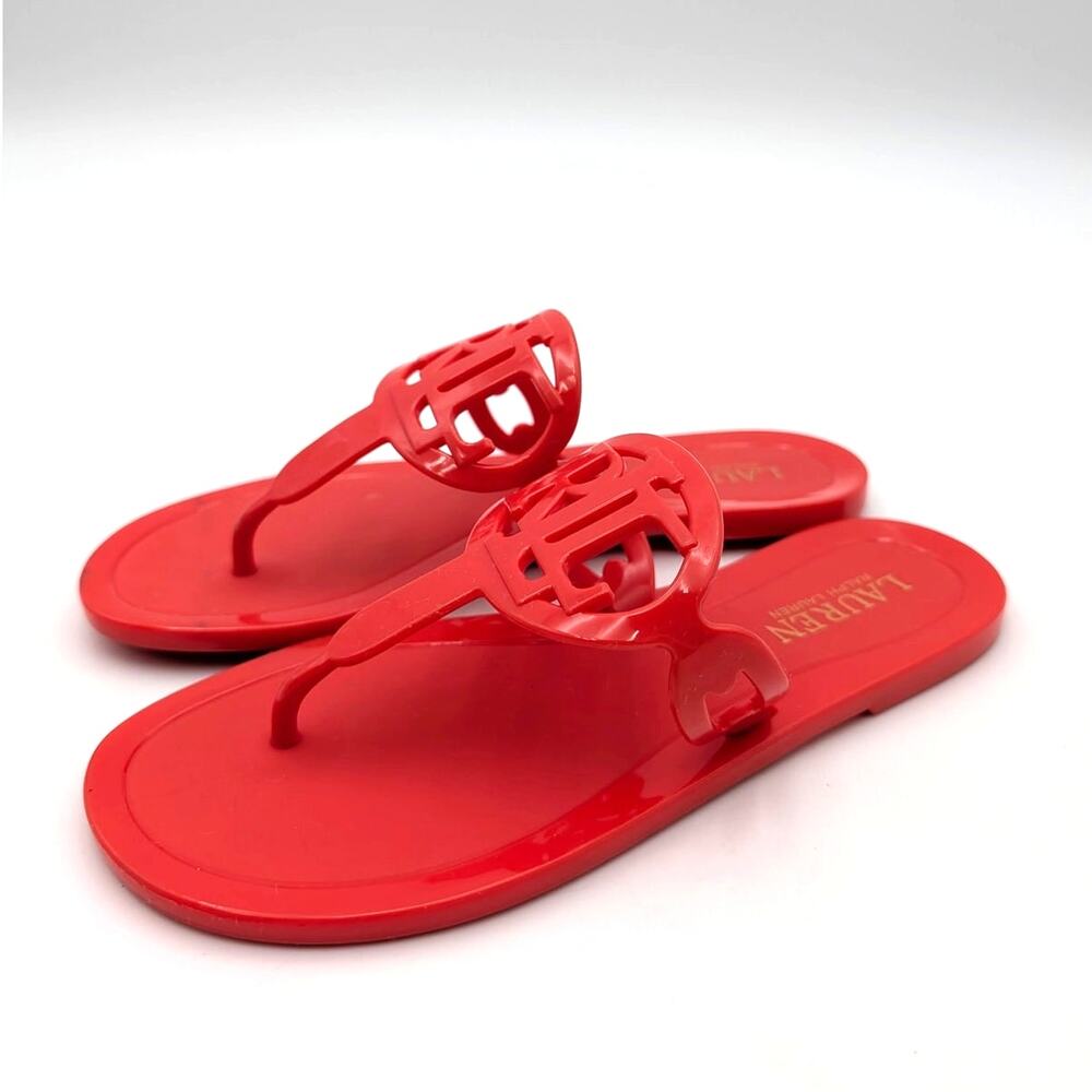 Ralph Lauren Audrie Jelly Sandals Open Toe Women's Red Size US5B EU35.5